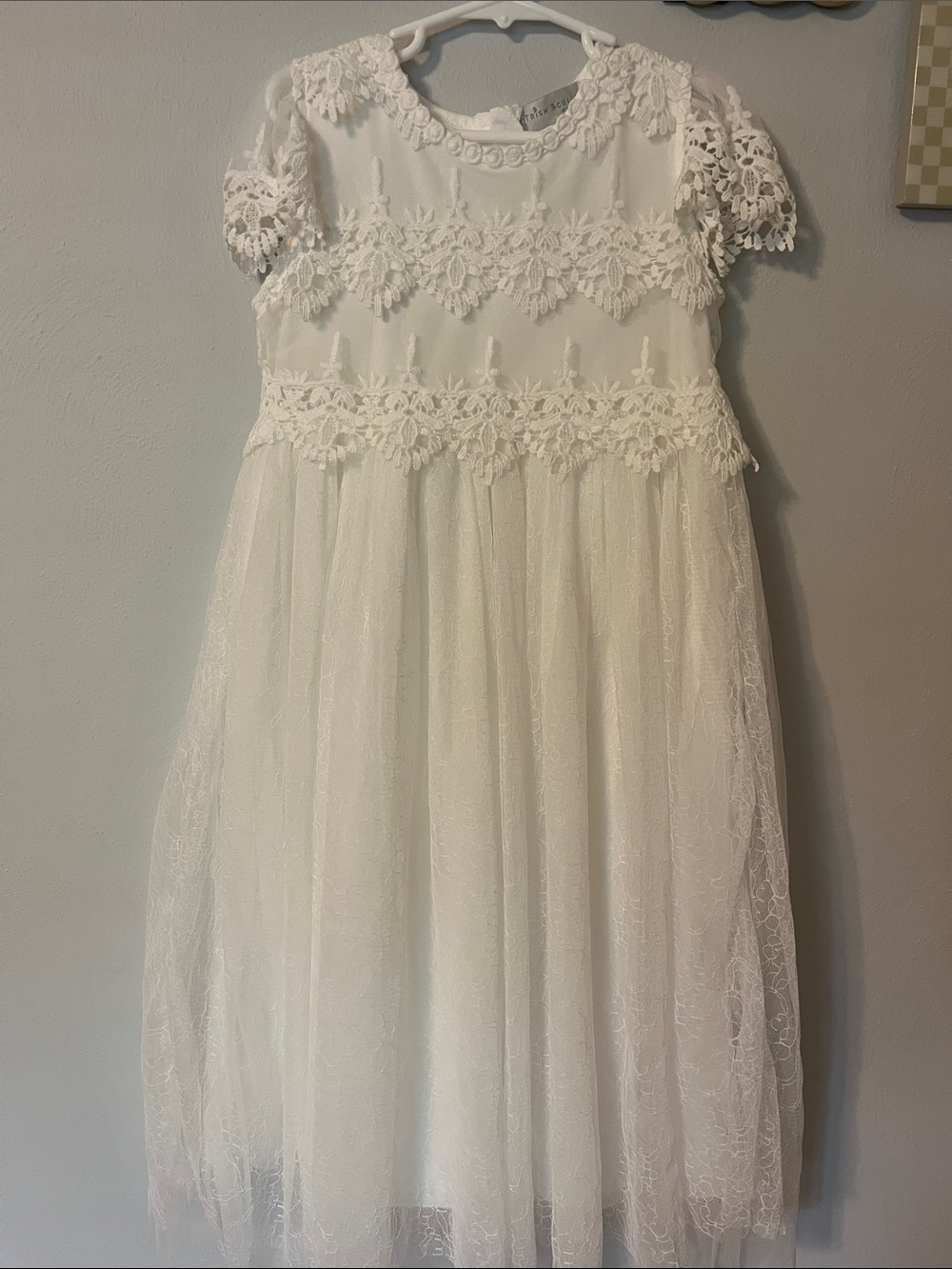 White Lace & Tulle Girls Formal Dress - Elegant Occasion Wear